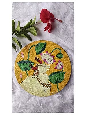 Kamdhenu Cow With Lotus | Acrylic On Board | By Reshuka