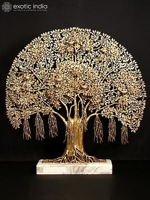 58" Super Large Brass Tree of Life with Marble Base