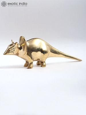 8" Stylized Rat Figurine in Brass | Home Decor