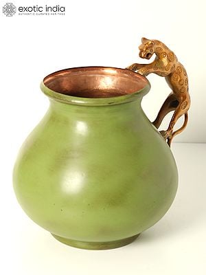 12" Copper Panther Vase | Dhokra Art