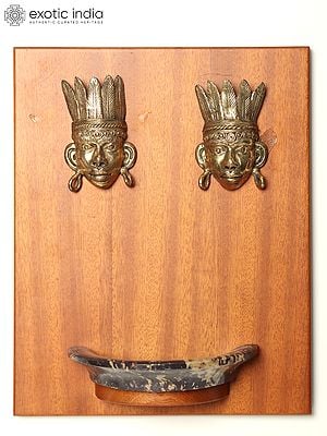 Dhokra Art Candle Holder with Tribal Face | Wall Hanging
