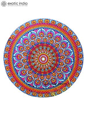 Colorful Doted Floral Mandala Art by Manisha | Acrylic on Round MDF Board