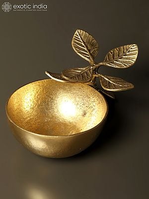 5" Small Leaves Design Urli Bowl in Brass