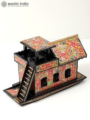 Model of A House Boat | Papier Mache | Hand-Painted