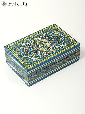 6" Hand-Painted Floral Design Papier Mache Box
