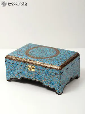 10" Papier Mache Jewelry Box With Lock | Handmade