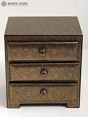 Wood Based Papier Mache Superfine Chest Of 3 Drawers | Hand Painted
