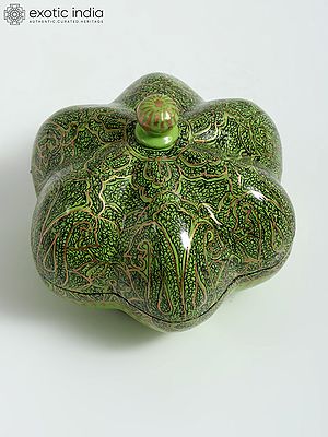 3" Finely Hand-Painted Pumpkin Shaped Box | From Kashmir