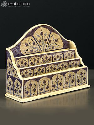 10" Floral Design Hand Painted Letter Holder in Wood | From Kashmir