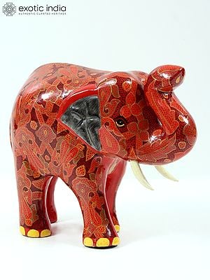 11" Hand Painted Decorative Elephant Figurine | Papier Mache | From Kashmir