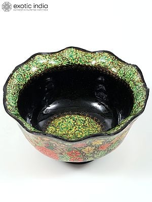 4" Superfine Hand-Painted Floral Design Bowl | 24 Karat Gold Work | From Kashmir