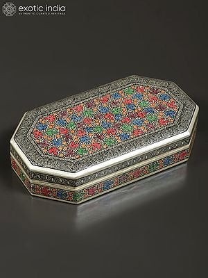 7" Designer Hand-Painted Wood Box | From Kashmir