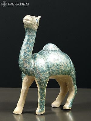 11" Papier Mache Hand Painted Camel Figurine | From Kashmir | Table Decor