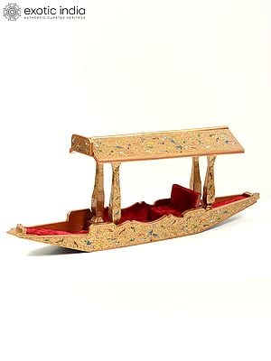 25" Hand Painted Wood Based Papier Mache Kashmiri Shikara Boat | Home Decor