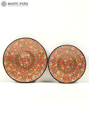 Hand-Painted Papier Mache Wall Hanging Plates (Set of 2) | From Kashmir