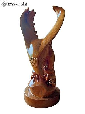 18" Wood Eagle With Snake