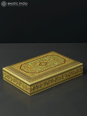 9" Rectangular Shaped Handpainted Box | Wood Based Papier Mache | From Kashmir