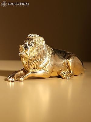 7" Brass Seated Lion | Table Decor