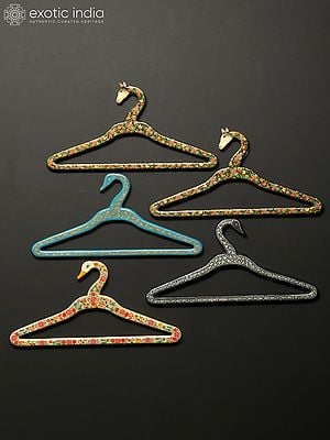 15" Papier Mache Animals and Birds Design Clothing Hangers (Set of 5) | Handmade