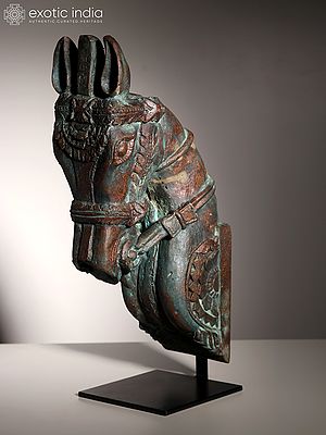 18" Wood Carved Horse on Iron Stand