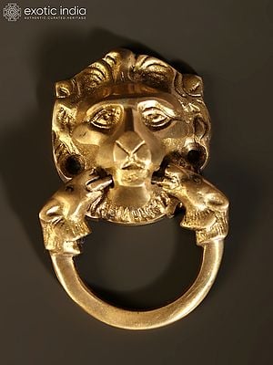 3" Small Brass Lion Face Door Knocker