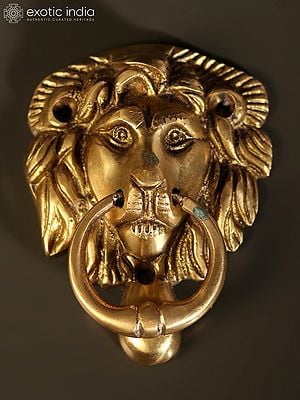 7" Brass Lion Head Door Knocker