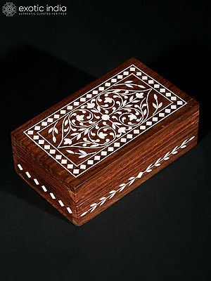 5" Teakwood Jewelry Box with Inlay Work