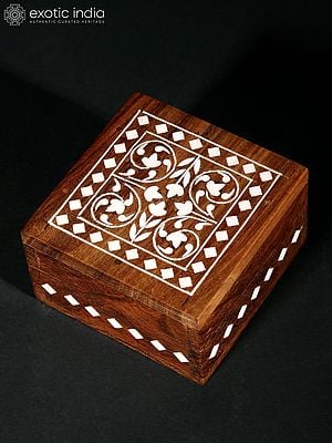 Square Shaped Jewelry Box | Teakwood with Inlay Work