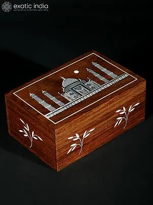 6" Attractive Taj Mahal Wood Jewellery Box With Inlay Work