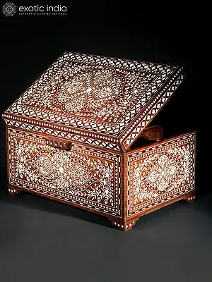 15" Teakwood Jewelry Box with Lock | Inlay Art