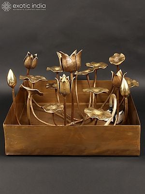 29" Brass Flowers and Buds Fountain | Home Decor