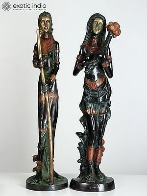 37" Large European Tribal Women | Brass Sculptures