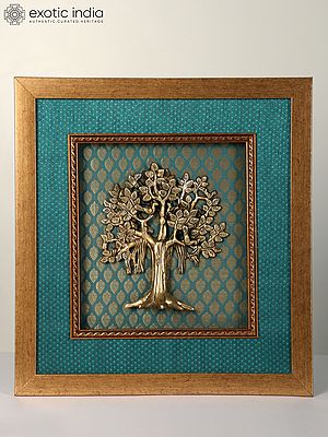 18" Wood Framed Tree In Brass | Wall Hanging