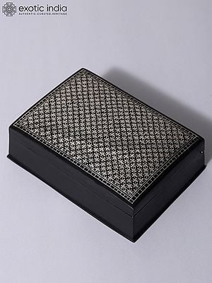 4" Small Star Work Jewelry Box | Bidri Artwork | Gunmetal With Real Silver