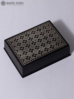 3" Small Beautiful Visiting Card Box | Bidri Artwork | Gunmetal with Real Silver