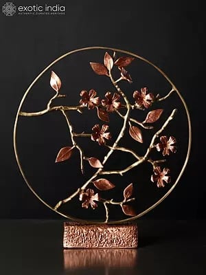 16" Flower Design Round Table Decor | Brass with 24 Karat Rose Gold Plating