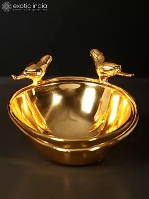 6" Small Birds Bowl | Brass with Superfine 24 Karat Gold Plating