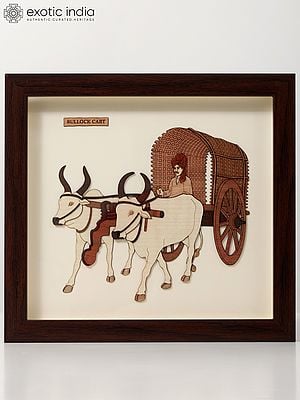 Bullock Cart | Wood Carved Frame | Wall Hanging