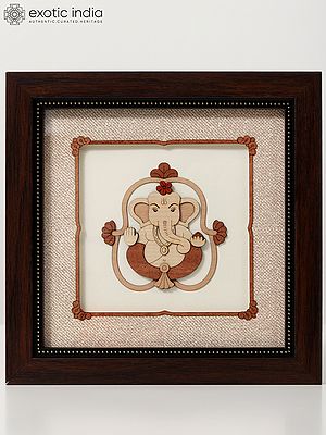 Blessing Ganesha | Wood Carved Frame | Wall Decor