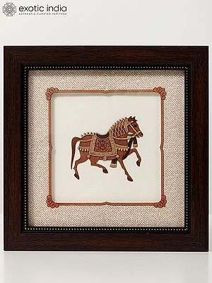 Running Horse | Wood Carved Frame | Wall Hanging