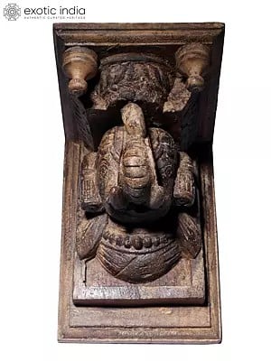 8" Wood Carved Elephant Wall Bracket