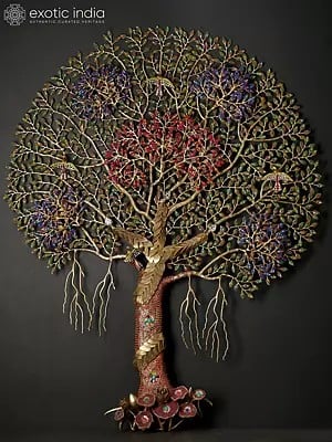 61" Large Size Beautiful Tree of Life | Wall Hanging | Brass with Inlay Work