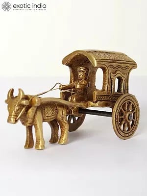 4" Small Decorative Bullock Cart in Brass
