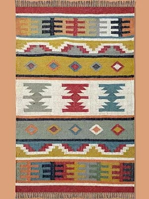 Handmade Wool-Jute Mix Multicolor Arya Rug