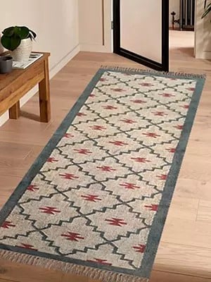 Wool And Jute Hand-Weaved Rugmoda Cream Color Traditional Carpet