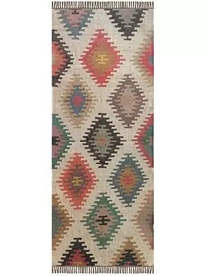 Multicolor Wool And Jute Traditional Carpet