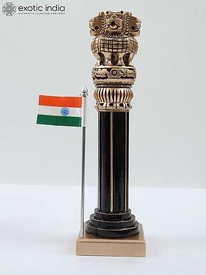 National Emblem of India with Indian Flag | Wood Carving | Table Decor | Multiple Sizes