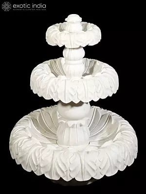 31" Large Three Tier White Marble Water Fountain