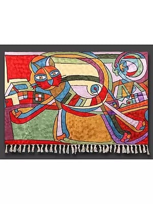 Multicolor Chain Stitched Picasso-Inspired Wall Hanging