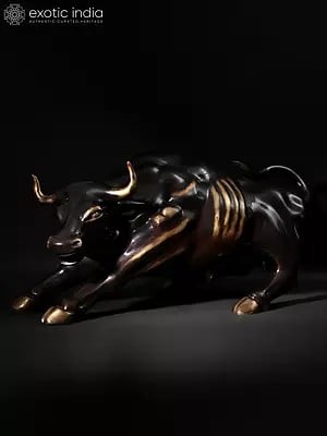 28" New York Wall Street Bull Figurine | Brass Sculpture